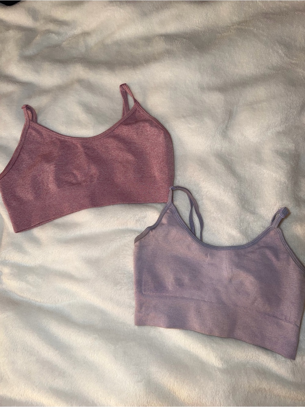 Cotton-Blend Bralette Duo in Dusty Rose and Lavender bundle
